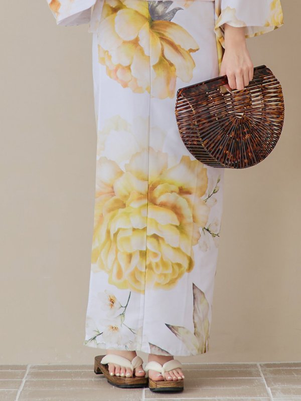 画像22: 【即日発送】アンニュイイエローフラワー浴衣【浴衣３点セット 浴衣/帯/下駄】[YMT] (22)
