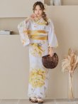 画像4: 【即日発送】アンニュイイエローフラワー浴衣 OBI-g-500-kj-5-MUS / HIMO-902-kj-2-MUS / HEKO-800-sb-5-WH / YA-577-kj-W / GETA-01-kj-3-IV /  [YMT] (4)