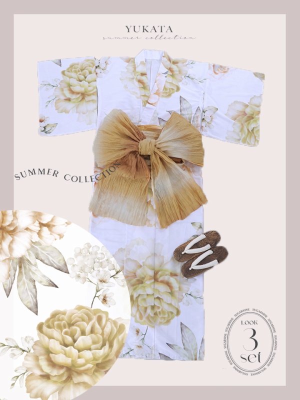 画像26: 【即日発送】アンニュイイエローフラワー浴衣【浴衣３点セット 浴衣/帯/下駄】[YMT] (26)