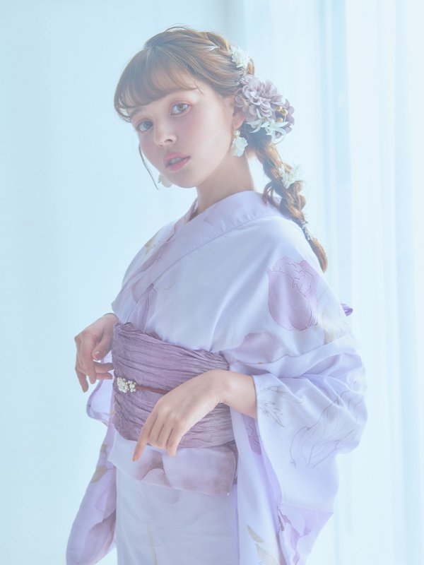 画像10: 【即日発送】アンティークパープルローズ浴衣【浴衣３点セット 浴衣/帯/下駄】[YMT] (10)