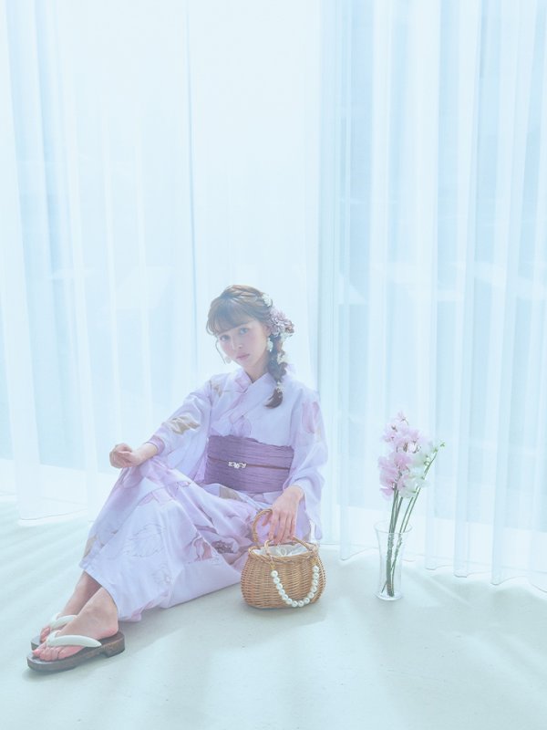 画像11: 【即日発送】アンティークパープルローズ浴衣【浴衣３点セット 浴衣/帯/下駄】[YMT] (11)