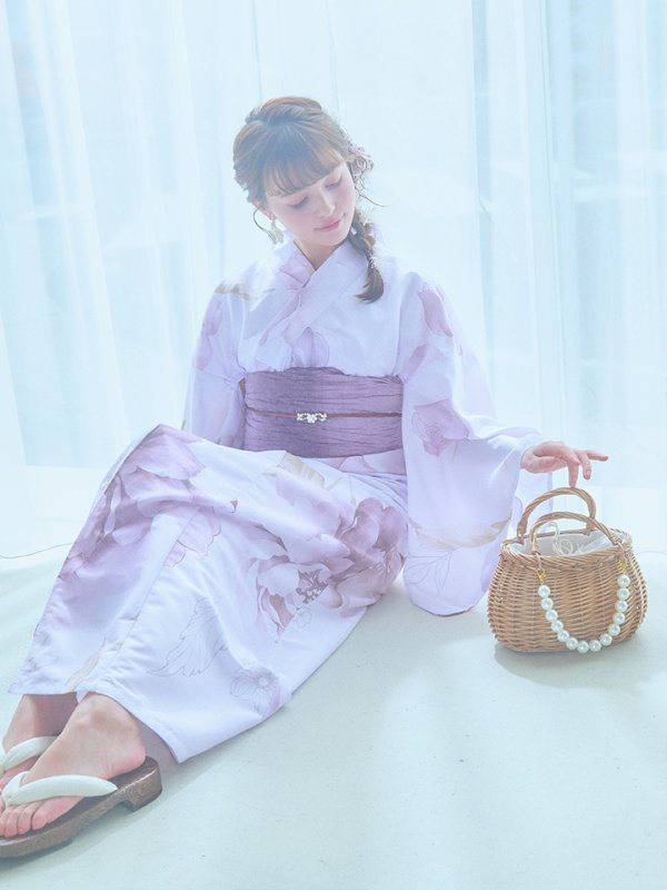 画像15: 【即日発送】アンティークパープルローズ浴衣【浴衣３点セット 浴衣/帯/下駄】[YMT] (15)