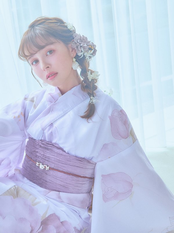 画像17: 【即日発送】アンティークパープルローズ浴衣【浴衣３点セット 浴衣/帯/下駄】[YMT] (17)