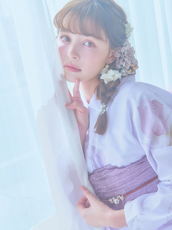 画像18: 【即日発送】アンティークパープルローズ浴衣【浴衣３点セット 浴衣/帯/下駄】[YMT] (18)