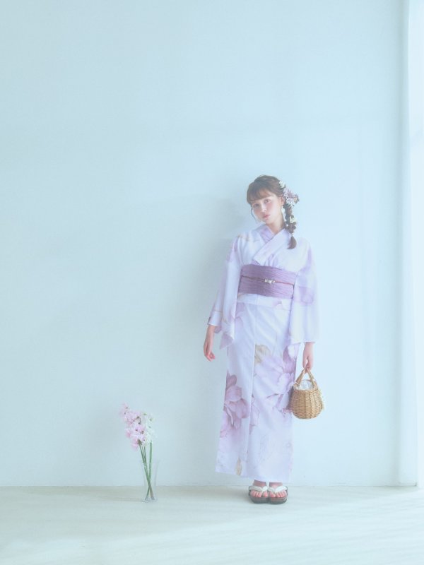 画像5: 【即日発送】アンティークパープルローズ浴衣【浴衣３点セット 浴衣/帯/下駄】[YMT] (5)
