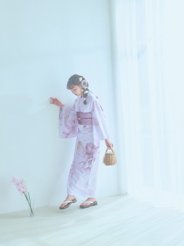 画像7: 【即日発送】アンティークパープルローズ浴衣【浴衣３点セット 浴衣/帯/下駄】[YMT] (7)