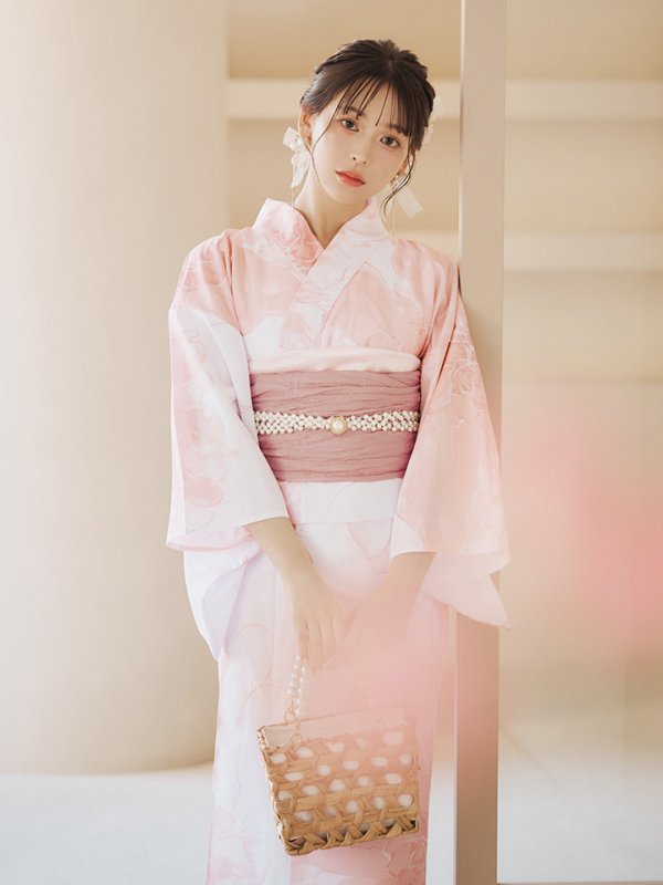 画像13: 【即日発送】ニュアンスピンクフラワー浴衣【浴衣３点セット 浴衣/帯/下駄】[YMT] (13)