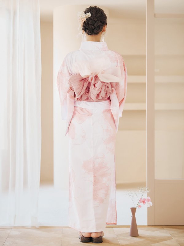 画像17: 【即日発送】ニュアンスピンクフラワー浴衣【浴衣３点セット 浴衣/帯/下駄】[YMT] (17)