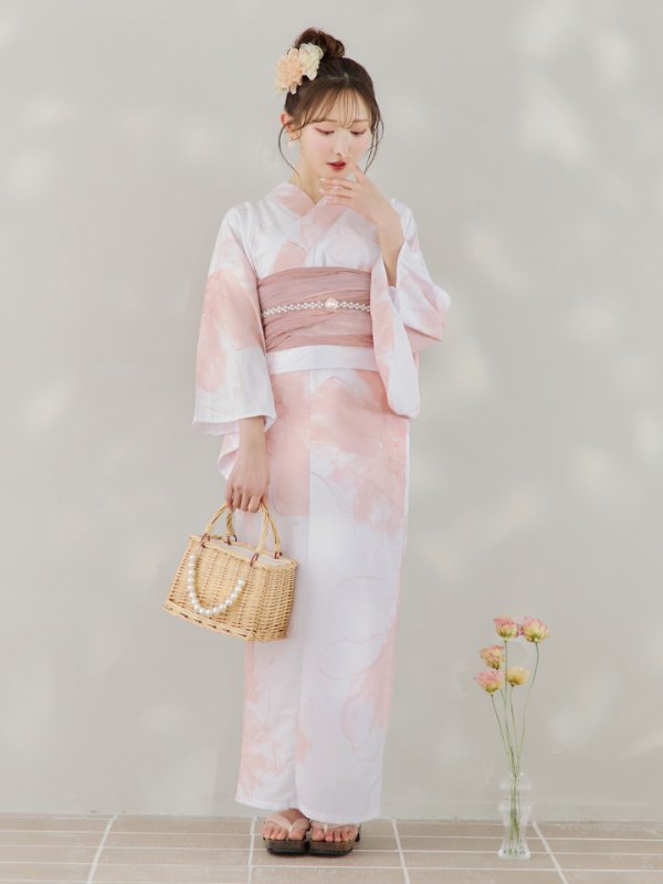 画像20: 【即日発送】ニュアンスピンクフラワー浴衣【浴衣３点セット 浴衣/帯/下駄】[YMT] (20)
