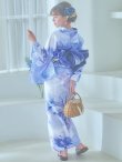 画像2: 【即日発送】水彩フラワーブルー浴衣 OBI-g-500-kj-10-BL / HIMO-900-yn-5-IV / HEKO-800-sb-5-WH / YA-948-kj-NV / GETA-01-kj-2-BL/ [YMT] (2)