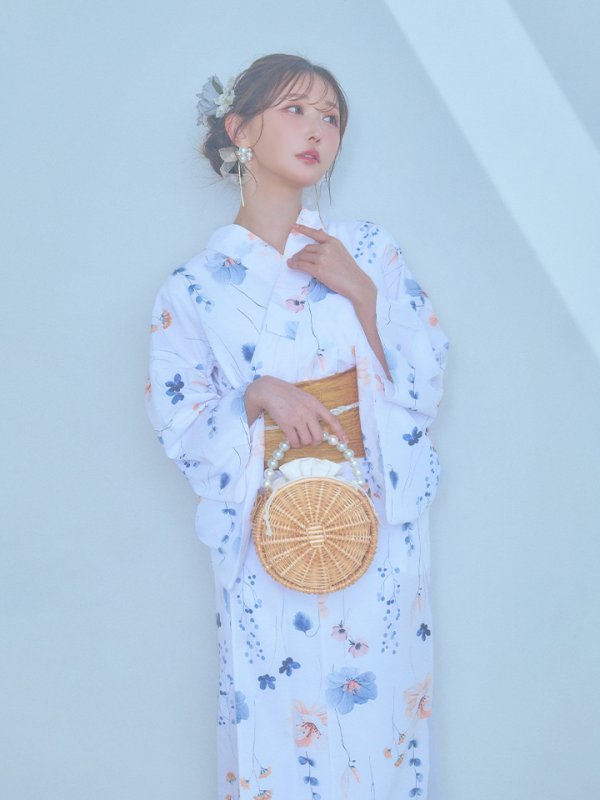 画像9: 【浴衣セール！】【即日発送】ニュアンスフローラル浴衣【浴衣３点セット 浴衣/帯/下駄】[YMT] (9)
