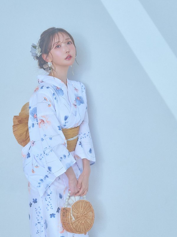 画像10: 【浴衣セール！】【即日発送】ニュアンスフローラル浴衣【浴衣３点セット 浴衣/帯/下駄】[YMT] (10)