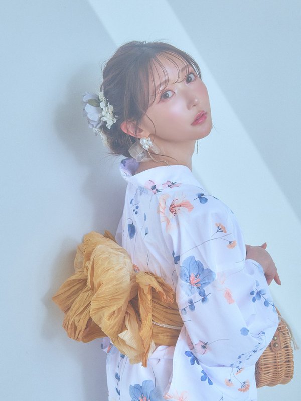 画像12: 【浴衣セール！】【即日発送】ニュアンスフローラル浴衣【浴衣３点セット 浴衣/帯/下駄】[YMT] (12)