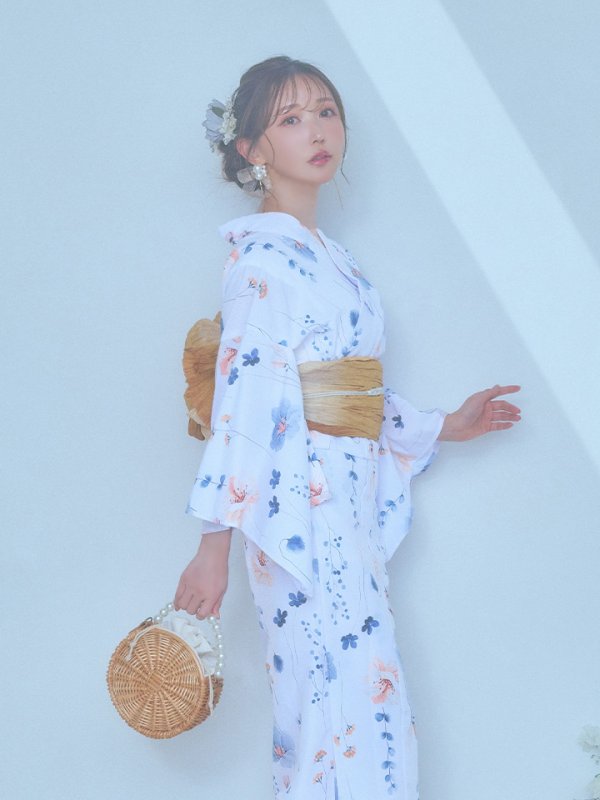 画像7: 【浴衣セール！】【即日発送】ニュアンスフローラル浴衣【浴衣３点セット 浴衣/帯/下駄】[YMT] (7)