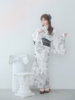 画像13: 【即日発送】【Riuコラボ】白地×パリの街浴衣 OBI-lame-400-kj-2-B / HIMO-900-yn-4-GYxGY / HEKO-800-sb-5-WH / YA-73-kn-GY / YA-1086-wk-B / GETA-01-kj-3-IV/ [yo/YMT] (13)
