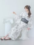 画像16: 【即日発送】【Riuコラボ】白地×パリの街浴衣 OBI-lame-400-kj-2-B / HIMO-900-yn-4-GYxGY / HEKO-800-sb-5-WH / YA-73-kn-GY / YA-1086-wk-B / GETA-01-kj-3-IV/ [yo/YMT] (16)