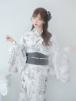 画像6: 【即日発送】【Riuコラボ】白地×パリの街浴衣 OBI-lame-400-kj-2-B / HIMO-900-yn-4-GYxGY / HEKO-800-sb-5-WH / YA-73-kn-GY / YA-1086-wk-B / GETA-01-kj-3-IV/ [yo/YMT] (6)