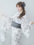 画像9: 【即日発送】【Riuコラボ】白地×パリの街浴衣 OBI-lame-400-kj-2-B / HIMO-900-yn-4-GYxGY / HEKO-800-sb-5-WH / YA-73-kn-GY / YA-1086-wk-B / GETA-01-kj-3-IV/ [yo/YMT] (9)