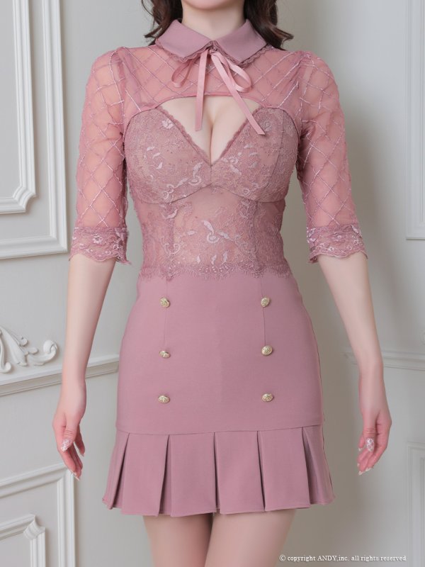 画像29: 【an/アン】襟付き/ レース/ 七分袖/ 長袖/ 袖あり/ マーメイド/ シアー/ タイト/ ミニドレス/ キャバドレス[OF05] (29)