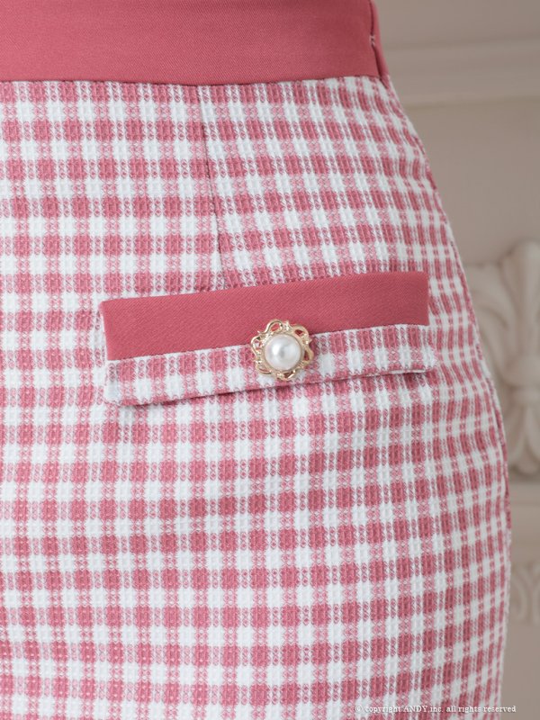 画像8: 【an /アン】ギンガムチェック/ フロントジップ/ スクエアネック/ 袖あり/ ショートスリーブ/ セットアップ/ タイト/ ミニドレス/ キャバドレス[OF05] (8)