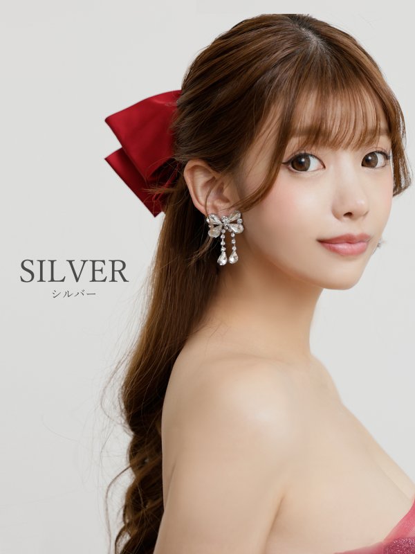 画像2: 【アクセサリー：ピアス】【ANGEL R/エンジェルアール】リボンモチーフビジューピアス[OF02] (2)