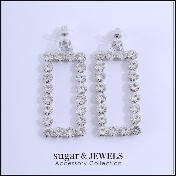 画像2: 【アクセサリー：ピアス】スクエアビジューストーンピアス【Fサイズ/1カラー】[OF02-U] (2)