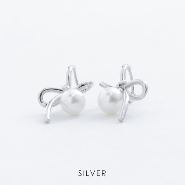 画像2: 【アクセサリー：ピアス】リボンパールピアス【Fサイズ/1カラー】[OF08] (2)