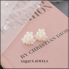 【アクセサリー：ピアス】パールフラワーホワイトピアス