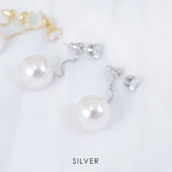 画像3: ビッグパールチェーンピアス【アクセサリー：ピアス】【Fサイズ/2カラー】[OF02] (3)