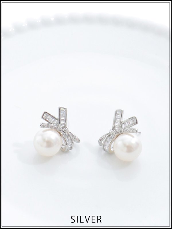 画像2: 【アクセサリー：ピアス】タイデザインパールピアス【Fサイズ/1カラー】[OF03] (2)