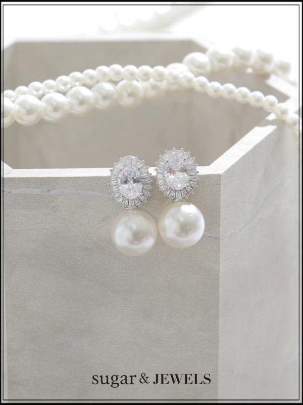 画像1: 【ピアス】ビジューパールピアス【Fサイズ/1カラー】[OF02] 【YN】 (1)