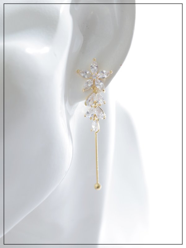 画像5: 【ピアス】フラワードロップビジューロングピアス【Fサイズ/2カラー】[OF02] (5)