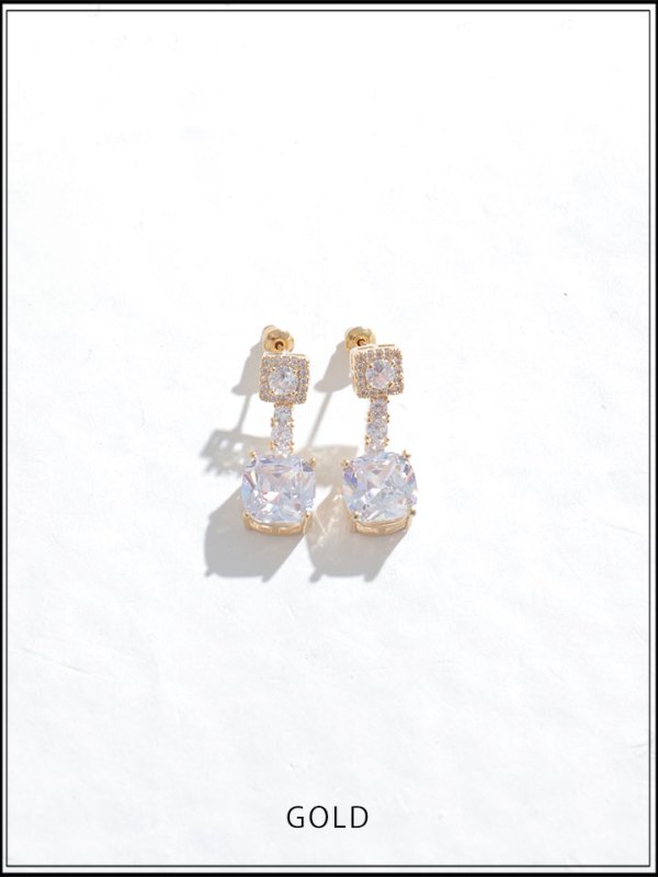 画像3: 【ピアス】スクエアストーンチェーンピアス【Fサイズ/2カラー】[OF02]【YN】 (3)