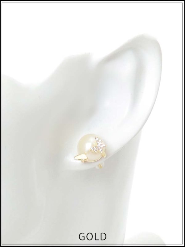 画像2: 【ピアス】ビジューバタフライ大粒パールピアス【Fサイズ/1カラー】[OF02] (2)
