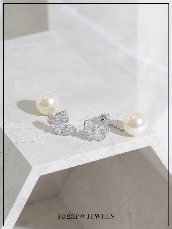 画像2: 【ピアス】バタフライパールビジューピアス【Fサイズ/1カラー】[OF02] (2)