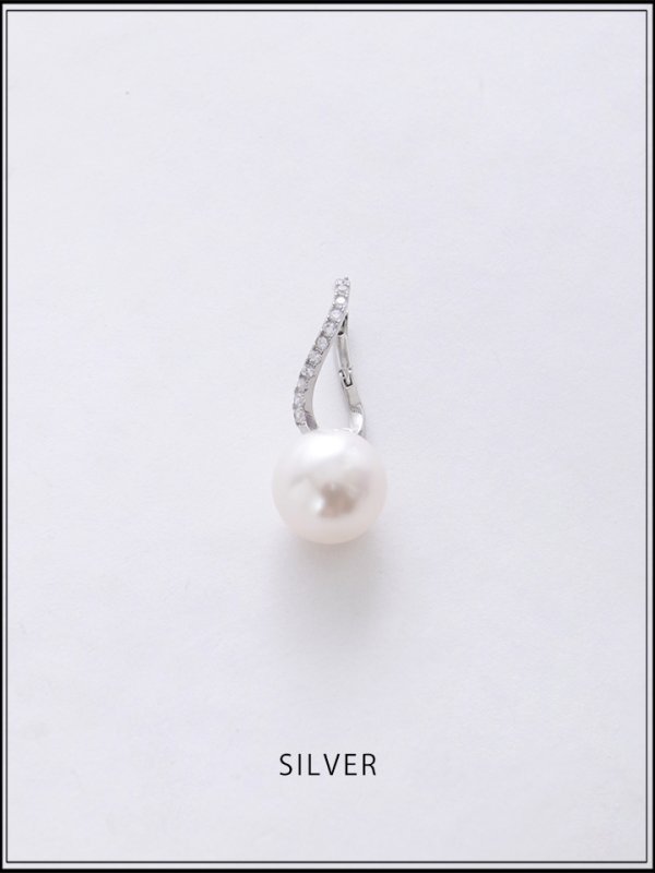画像2: 【ピアス】ビジューラインパールフープピアス【Fサイズ/1カラー】[OF02] (2)