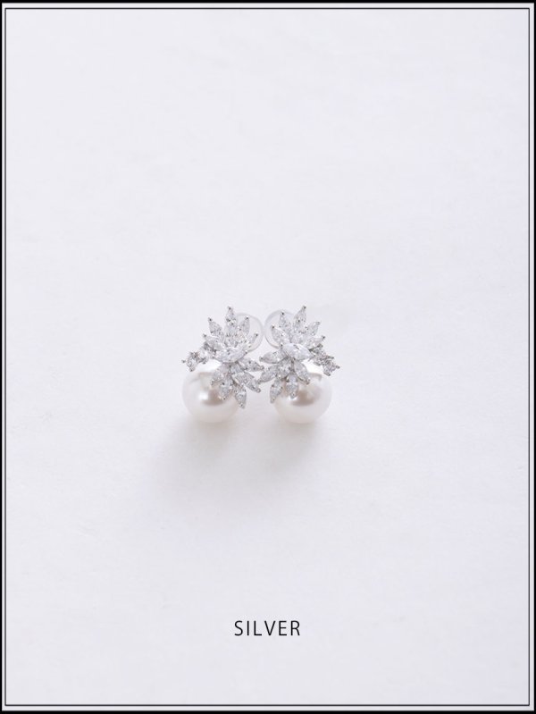 画像2: 【ピアス】フレアビジューパールピアス【Fサイズ/1カラー】[OF02] (2)