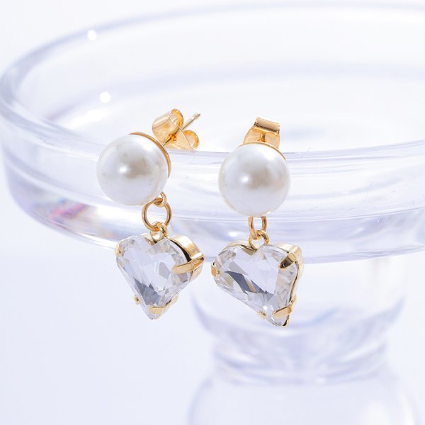 画像9: 【アクセサリー：ピアス】パールハート2連ピアス【3カラー】【OF02】 (9)