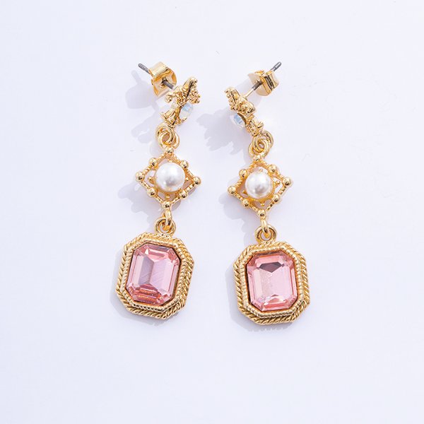 画像2: 【アクセサリー：ピアス】スクエアドロップパールピアス【2カラー】【OF02】 (2)