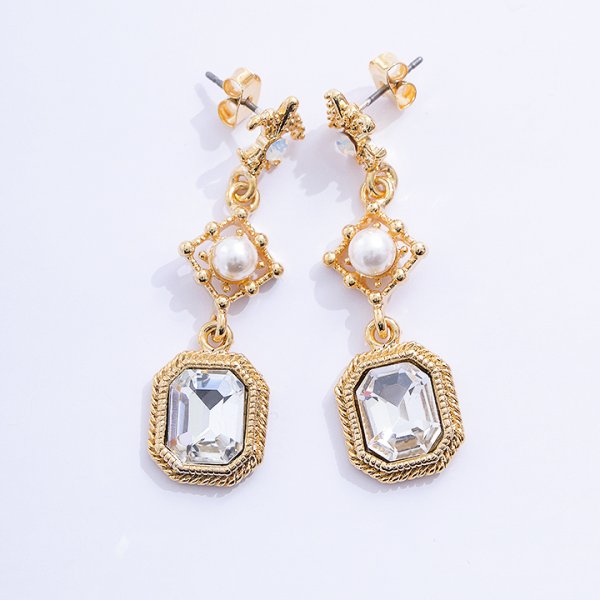 画像5: 【アクセサリー：ピアス】スクエアドロップパールピアス【2カラー】【OF02】 (5)