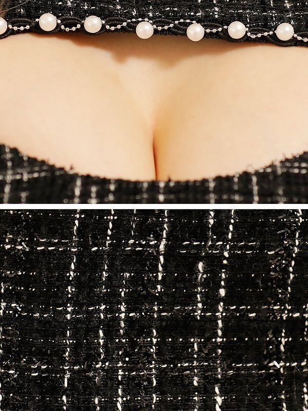 画像23: XSサイズあり☆背の低い方必見！【PURESS/ピュアレス】ツイード/ バストカット/ パールビジュー/ セパレート/ フレア/ マイクロミニドレス/ キャバドレス[OF5] (23)