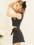 画像21: XSサイズあり☆背の低い方必見！【PURESS/ピュアレス】ツイード/ バストカット/ パールビジュー/ セパレート/ フレア/ マイクロミニドレス/ キャバドレス[OF5] (21)