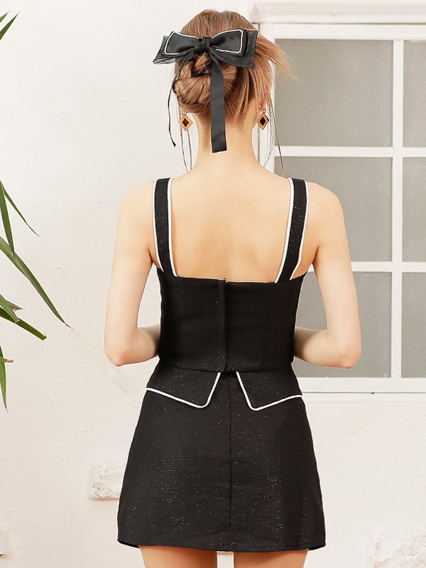 画像17: XSサイズあり【PURESS/ピュアレス】 ボタン/ リボン/ パイピング/ セパレート/ フレア/ マイクロミニドレス/ キャバドレス[OF5] (17)