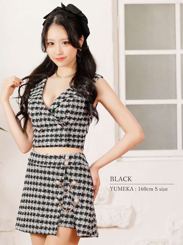 画像7: XSサイズあり【PURESS/ピュアレス】 クロスカラー/ ボタン/ チェーン/ セパレート/ ラップフレア/ ミニドレス/ キャバドレス[OF5] (7)