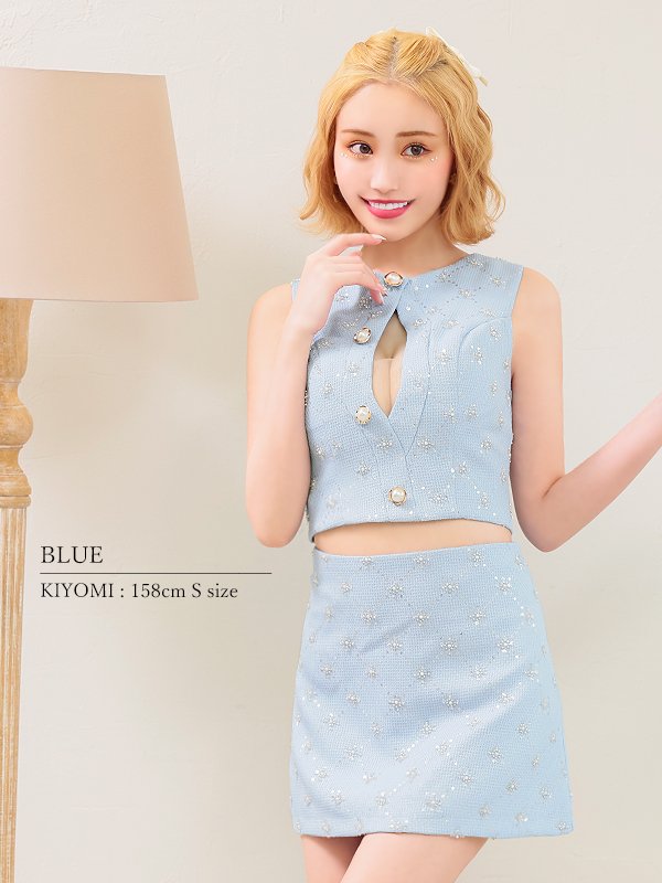 画像5: XSサイズあり【PURESS/ピュアレス】オープンバストデザイン/ セパレード/ ボタン/ ツイード/ フレア/ マイクロミニ/ ミニドレス/ キャバドレス[OF5] (5)