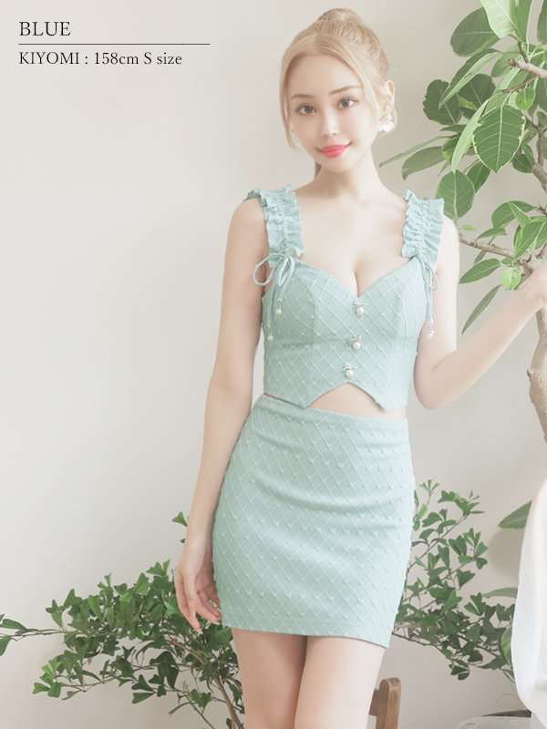 画像17: XSサイズあり【PURESS/ピュアレス】シャーリングショルダー / ツイストショルダー/ パールリボンチャーム/  Vカット/ セパレート/ タイト/ マイクロミニ/ ミニドレス/ キャバドレス[OF5] (17)