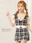 画像4: XSサイズあり【PURESS/ピュアレス】 レイヤード/ チェーン/ セパレート/ ミックスチェック/ フレア/ マイクロミニドレス/ キャバドレス[OF5] (4)