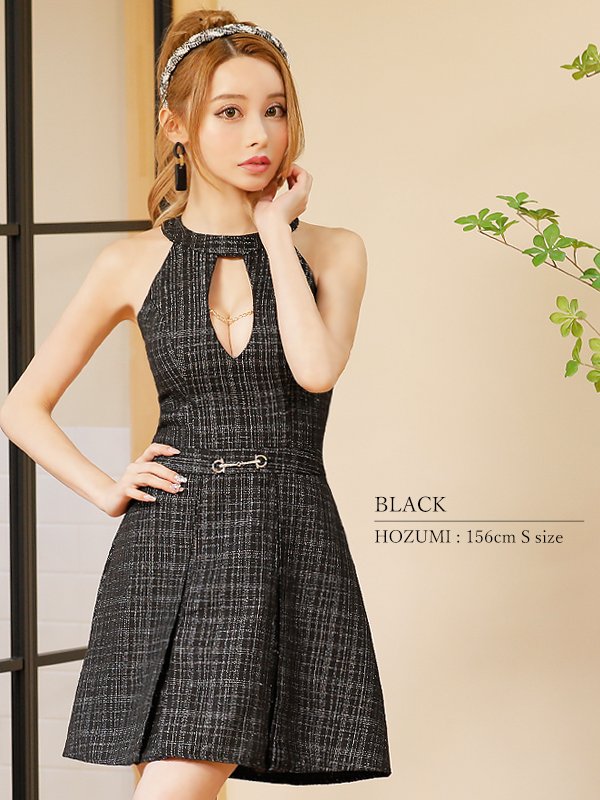 画像22: XSサイズあり【PURESS/ピュアレス】 バストオープン/ ベルト/ ビジューチャーム/ ノースリーブ/ フレア/ミニドレス/ キャバドレス[OF5] (22)