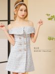 画像18: XSサイズあり【PURESS/ピュアレス】オフショルダー/ チェックツイード/ ボタン/ フレア/ ミニドレス/ キャバドレス[OF5] (18)