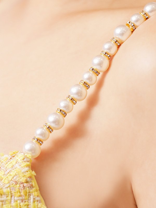 画像10: XSサイズあり【PURESS/ピュアレス】 パールショルダー/ ボタン/ ミックスチェック/ セパレート/ フレア/ ミニドレス/ キャバドレス[OF5] (10)